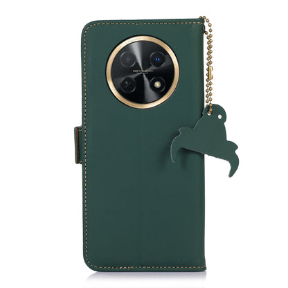 For Huawei nova Y91 4G / Enjoy 60X RFID Blocking Wallet Phone Case Stand Silky Feeling Genuine Cow Leather Cover