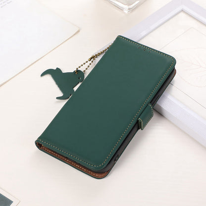 For Huawei nova Y91 4G / Enjoy 60X RFID Blocking Wallet Phone Case Stand Silky Feeling Genuine Cow Leather Cover