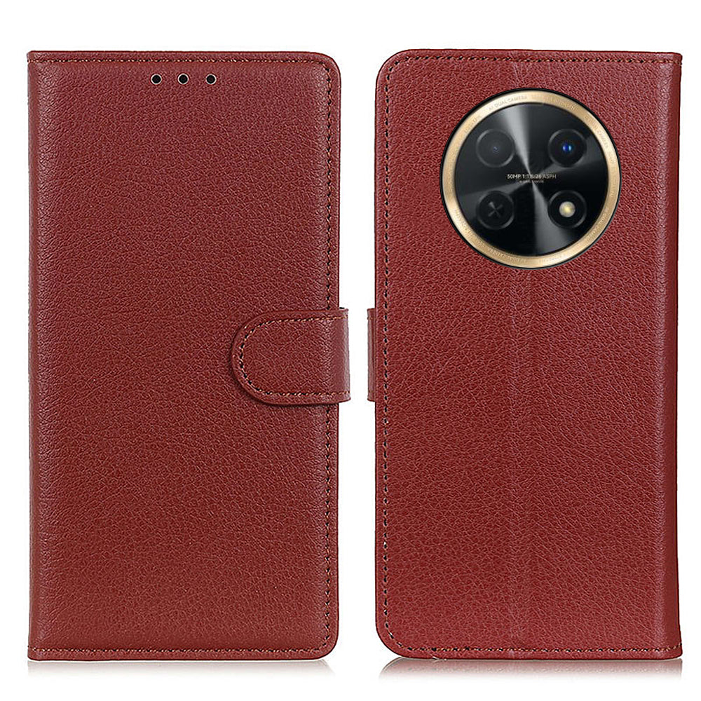 For Huawei nova Y91 4G / Enjoy 60X PU Leather Case Anti-scratch Stand Phone Cover Litchi Texture Wallet