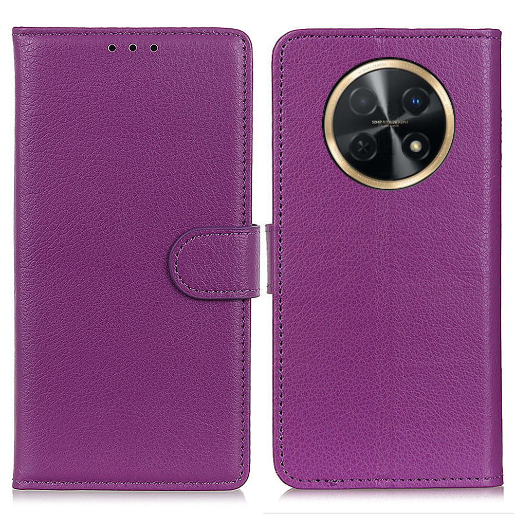 For Huawei nova Y91 4G / Enjoy 60X PU Leather Case Anti-scratch Stand Phone Cover Litchi Texture Wallet