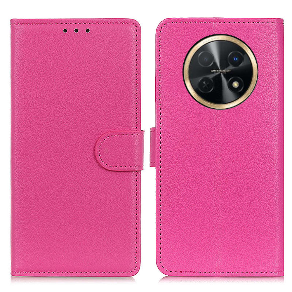 For Huawei nova Y91 4G / Enjoy 60X PU Leather Case Anti-scratch Stand Phone Cover Litchi Texture Wallet