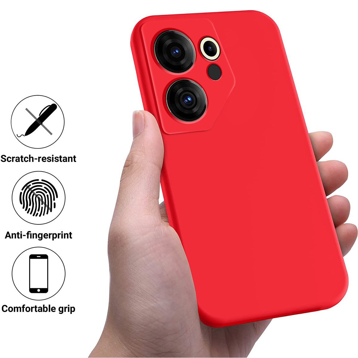 For Tecno Camon 20 Premier 5G Anti-Fingerprint Phone Case Liquid Silicone+Soft Lining Cover