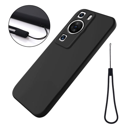 For Huawei P60 Pro / P60 Anti-Scratch Liquid Silicone Phone Case Soft Lining Shockproof Phone Cover with Strap