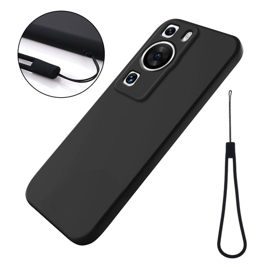 For Huawei P60 Pro / P60 Anti-Scratch Liquid Silicone Phone Case Soft Lining Shockproof Phone Cover with Strap