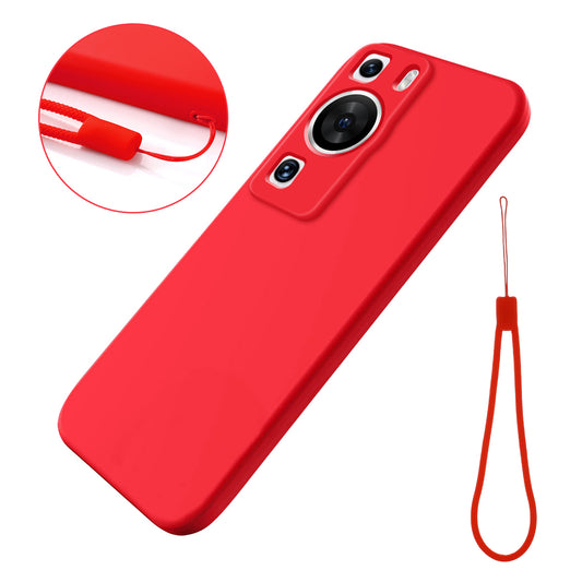For Huawei P60 Pro / P60 Anti-Scratch Liquid Silicone Phone Case Soft Lining Shockproof Phone Cover with Strap