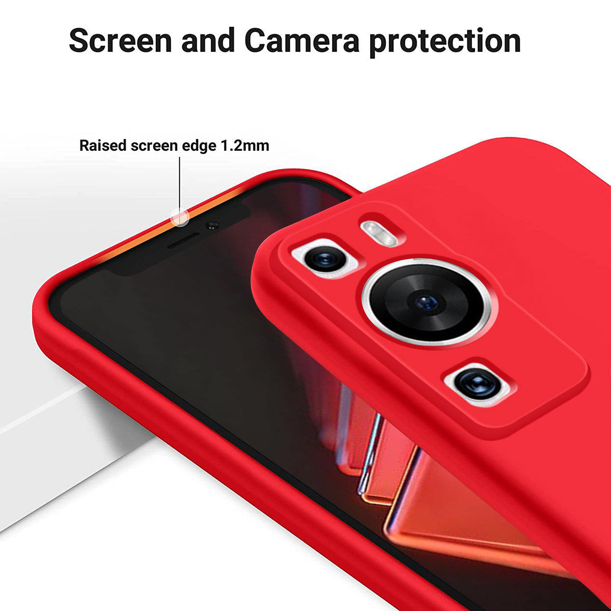 For Huawei P60 Pro / P60 Anti-Scratch Liquid Silicone Phone Case Soft Lining Shockproof Phone Cover with Strap