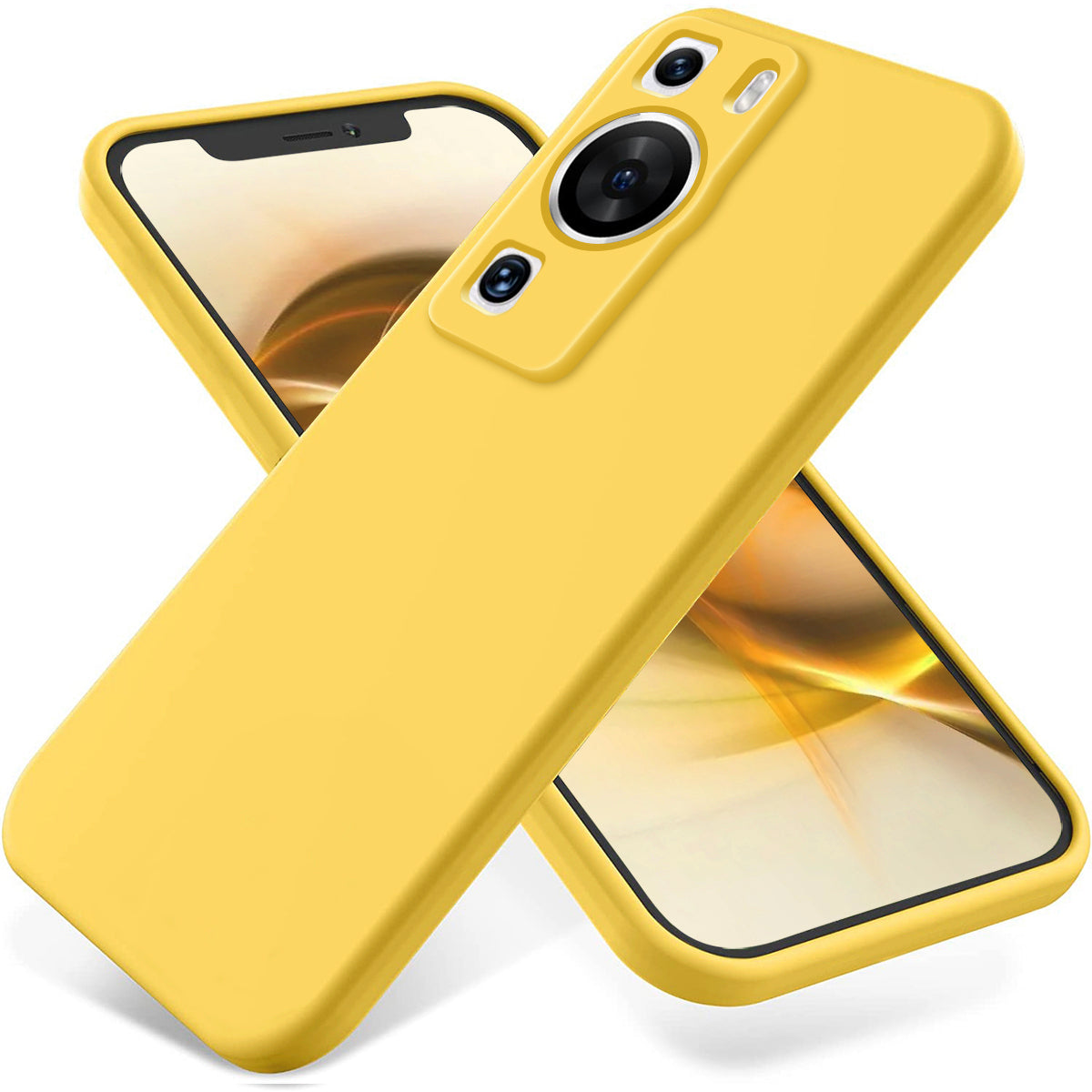 For Huawei P60 Pro / P60 Anti-Scratch Liquid Silicone Phone Case Soft Lining Shockproof Phone Cover with Strap
