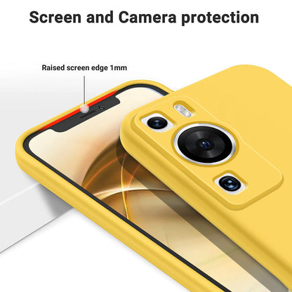 For Huawei P60 Pro / P60 Anti-Scratch Liquid Silicone Phone Case Soft Lining Shockproof Phone Cover with Strap