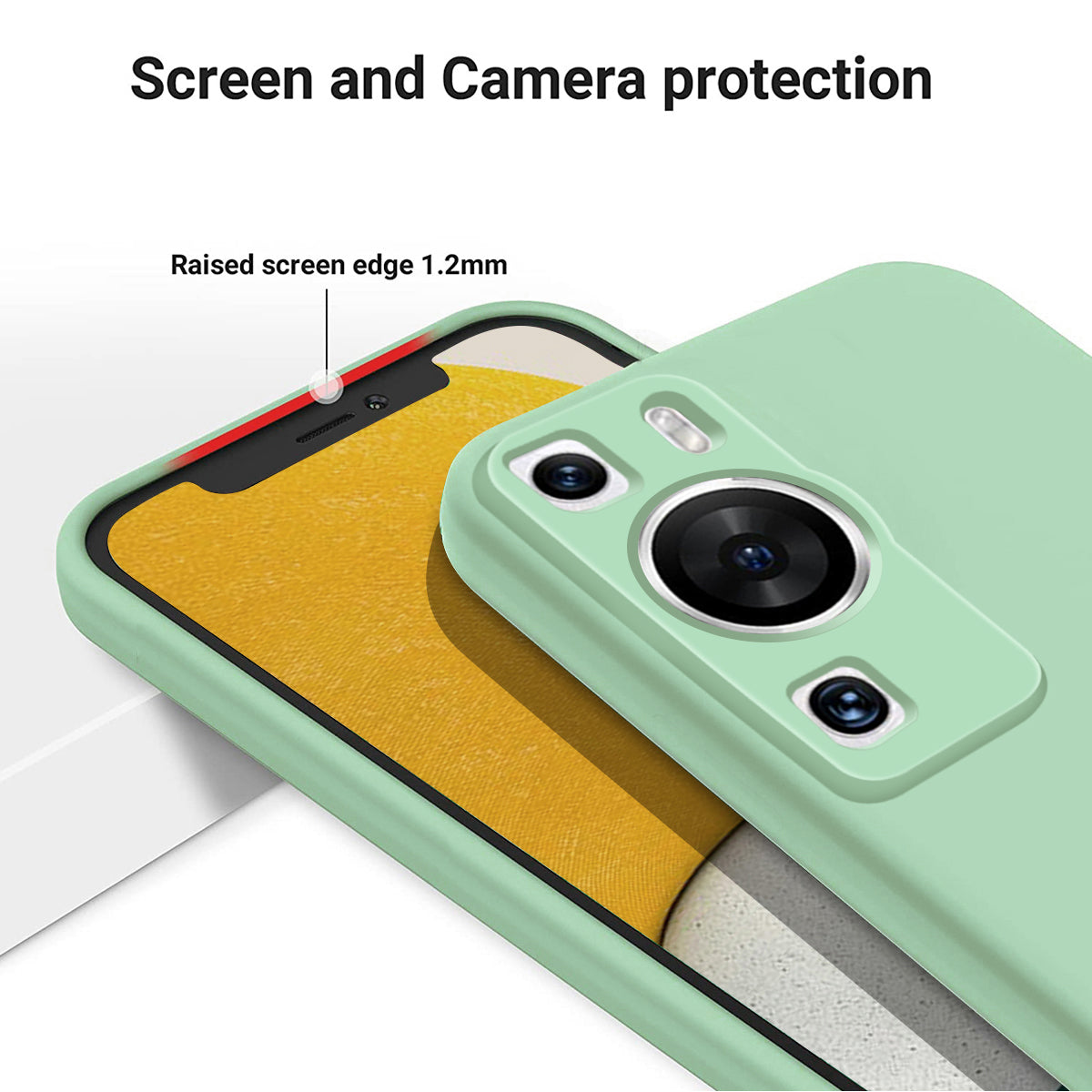 For Huawei P60 Pro / P60 Anti-Scratch Liquid Silicone Phone Case Soft Lining Shockproof Phone Cover with Strap