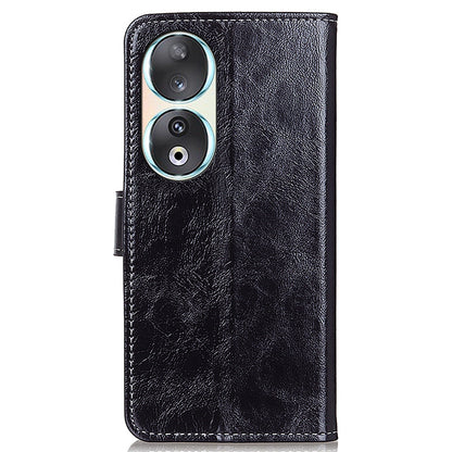 For Honor 90 Shockproof Case Crazy Horse Texture PU Leather Shell Stand Wallet Retro Phone Cover
