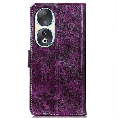 For Honor 90 Shockproof Case Crazy Horse Texture PU Leather Shell Stand Wallet Retro Phone Cover