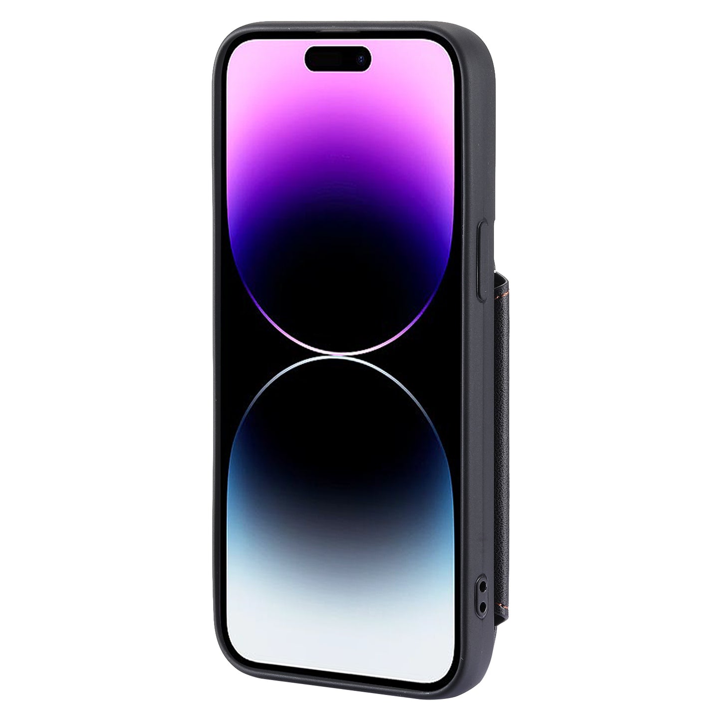 009 Protection Cover for iPhone 15 Pro Max , RFID Blocking PU+TPU Case Kickstand Zipper Wallet Shell with Strap