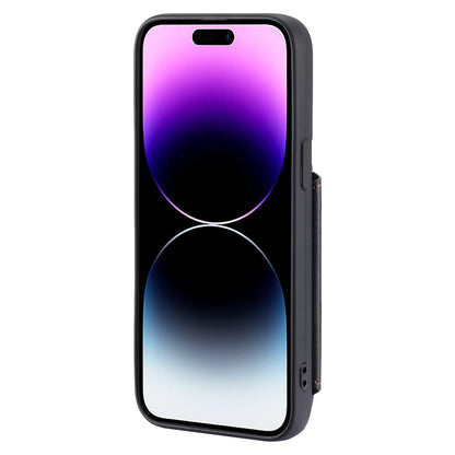 009 Protection Cover for iPhone 15 Pro Max , RFID Blocking PU+TPU Case Kickstand Zipper Wallet Shell with Strap