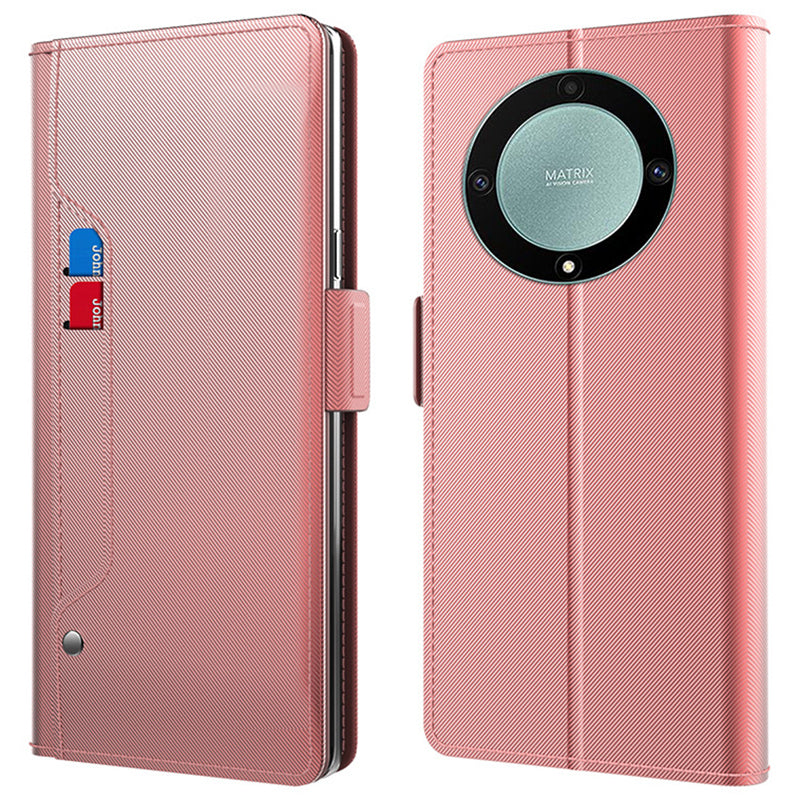 For Honor Magic5 Lite 5G / X40 5G / X9a 5G Leather Phone Stand Cover Phone Case with Card Slot and Mirror
