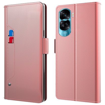 For Honor 90 Lite 5G / X50i 5G Foldable Stand Leather Cover Phone Case with Card Slot and Mirror