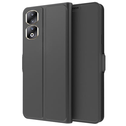 For Honor 90 Pro PU Leather Stand Cover Card Holder Shock-absorbing Phone Case