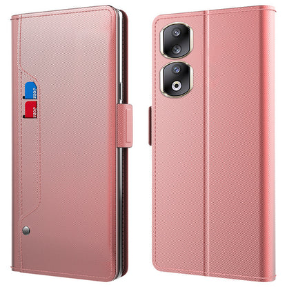 For Honor 90 Pro Viewing Stand Leather Cover Phone Case with Card Slot and Mirror