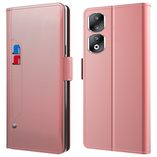 For Honor 90 Pro Viewing Stand Leather Cover Phone Case with Card Slot and Mirror