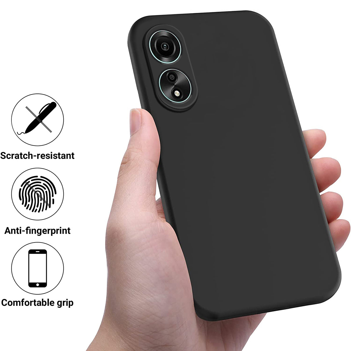 Flexible Phone Case for Oppo A58 4G , Liquid Silicone+Soft Lining Smartphone Cover