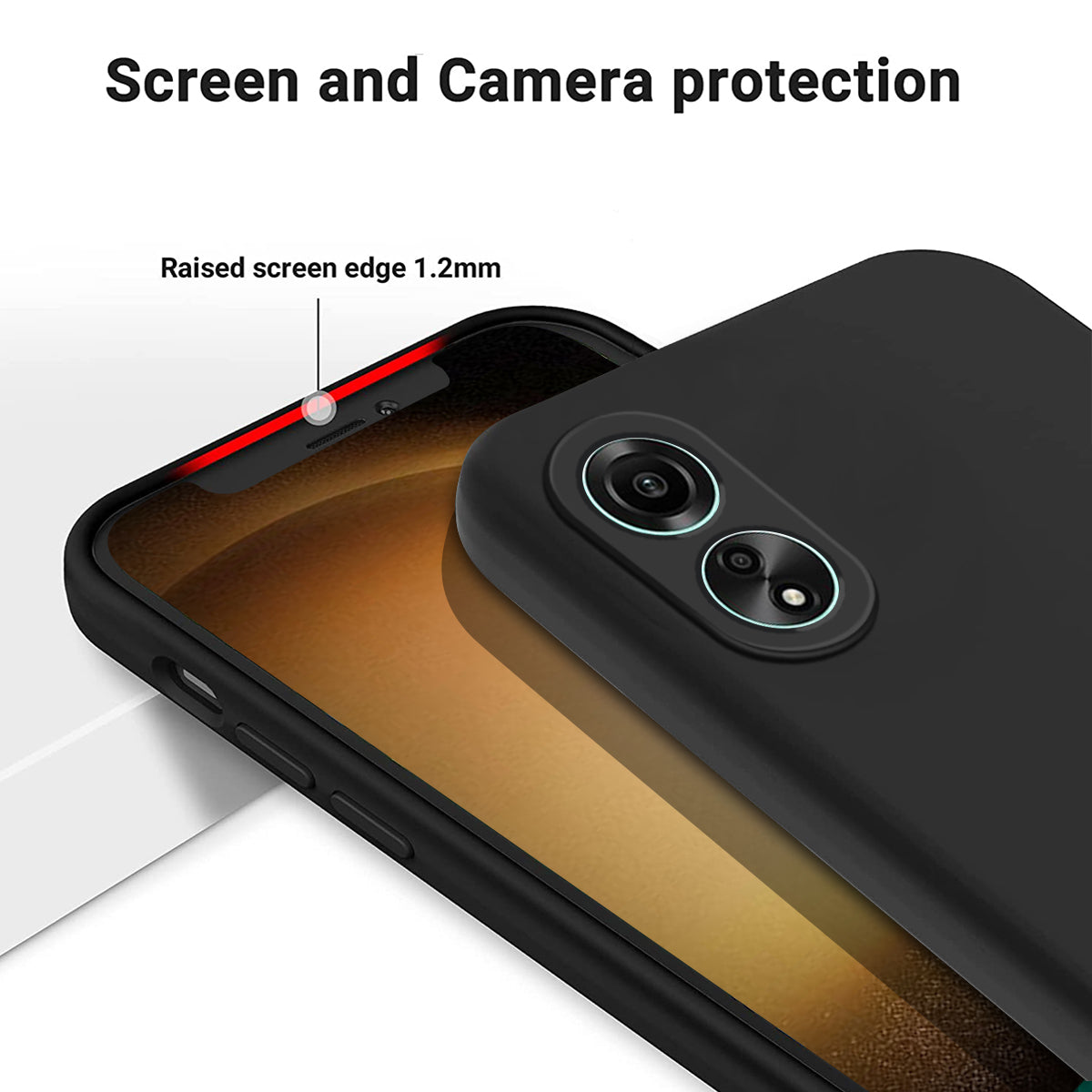 Flexible Phone Case for Oppo A58 4G , Liquid Silicone+Soft Lining Smartphone Cover