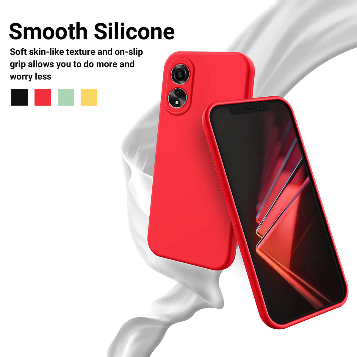 Flexible Phone Case for Oppo A58 4G , Liquid Silicone+Soft Lining Smartphone Cover