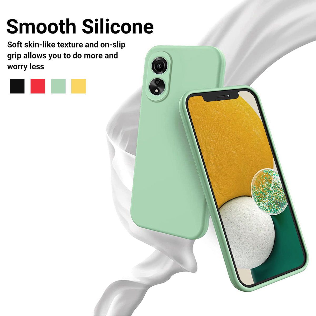Flexible Phone Case for Oppo A58 4G , Liquid Silicone+Soft Lining Smartphone Cover