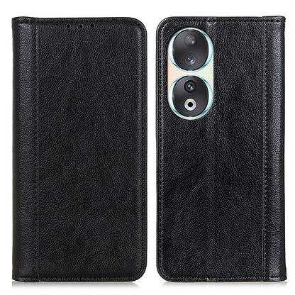For Honor 90 Phone Case Shell Litchi Texture Split Leather Flip Wallet Stand Cover