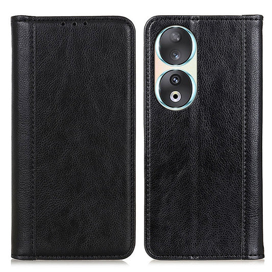 For Honor 90 Phone Case Shell Litchi Texture Split Leather Flip Wallet Stand Cover