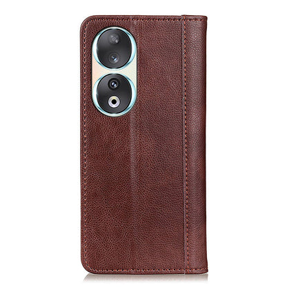 For Honor 90 Phone Case Shell Litchi Texture Split Leather Flip Wallet Stand Cover