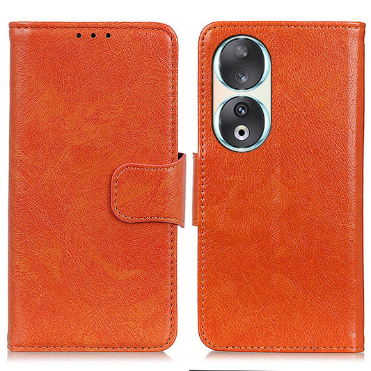 For Honor 90 Split Leather Wallet Stand Protective Case Nappa Texture Phone Cover