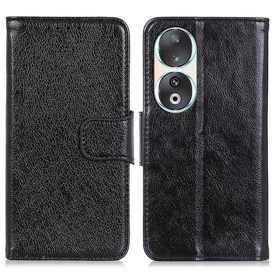 For Honor 90 Split Leather Wallet Stand Protective Case Nappa Texture Phone Cover