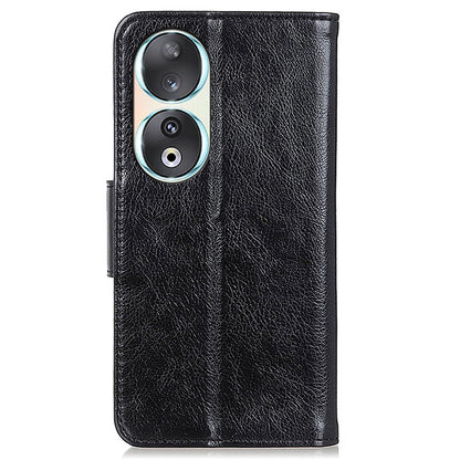 For Honor 90 Split Leather Wallet Stand Protective Case Nappa Texture Phone Cover