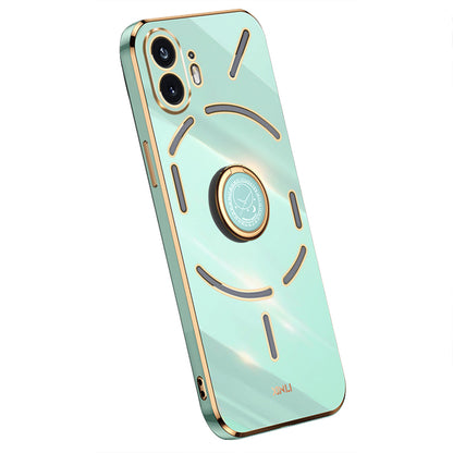XINLI For Nothing Phone (2) Electroplated Phone Case TPU Anti-drop Back Cover with Ring Kickstand