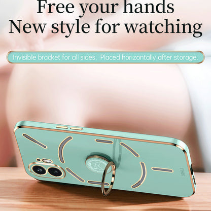 XINLI For Nothing Phone (2) Electroplated Phone Case TPU Anti-drop Back Cover with Ring Kickstand