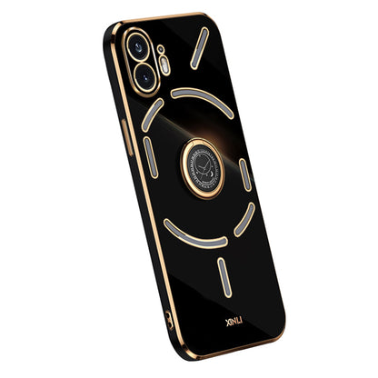 XINLI For Nothing Phone (2) Electroplated Phone Case TPU Anti-drop Back Cover with Ring Kickstand