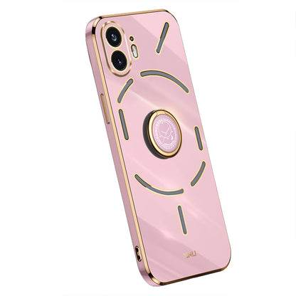 XINLI For Nothing Phone (2) Electroplated Phone Case TPU Anti-drop Back Cover with Ring Kickstand