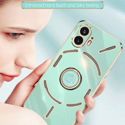 XINLI For Nothing Phone (2) Electroplated Phone Case TPU Anti-drop Back Cover with Ring Kickstand