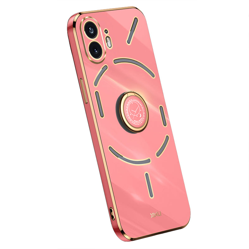 XINLI For Nothing Phone (2) Electroplated Phone Case TPU Anti-drop Back Cover with Ring Kickstand