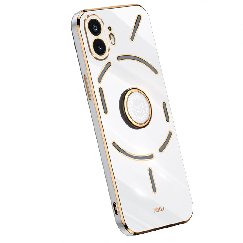 XINLI For Nothing Phone (2) Electroplated Phone Case TPU Anti-drop Back Cover with Ring Kickstand