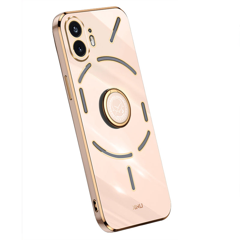 XINLI For Nothing Phone (2) Electroplated Phone Case TPU Anti-drop Back Cover with Ring Kickstand