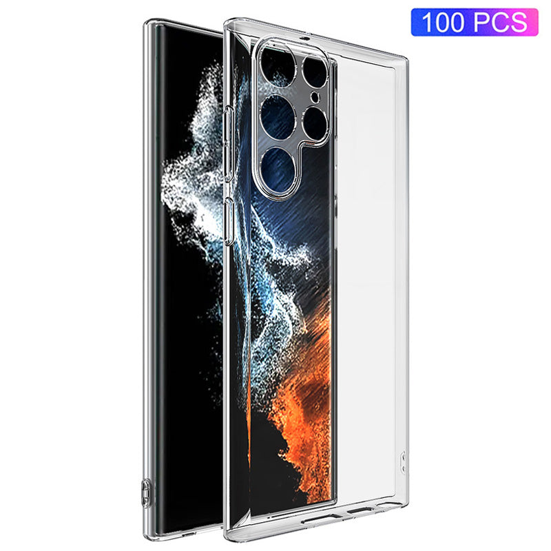 100PCS Clear Cell Phone Shell For Samsung Galaxy S23 Ultra , Anti-Scratch Cover Hard Plastic Phone Case
