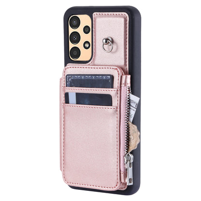 009 For Samsung Galaxy A52 4G / A52 5G / 52s 5G RFID Blocking Phone Case PU+TPU Cover Kickstand Zipper Wallet Shell with Strap