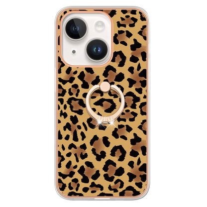 YB IMD Series-20 Style D Kickstand Phone Case for iPhone 15 Electroplating IMD Pattern 2.0mm Slim TPU Cover