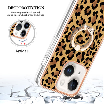 YB IMD Series-20 Style D Kickstand Phone Case for iPhone 15 Electroplating IMD Pattern 2.0mm Slim TPU Cover