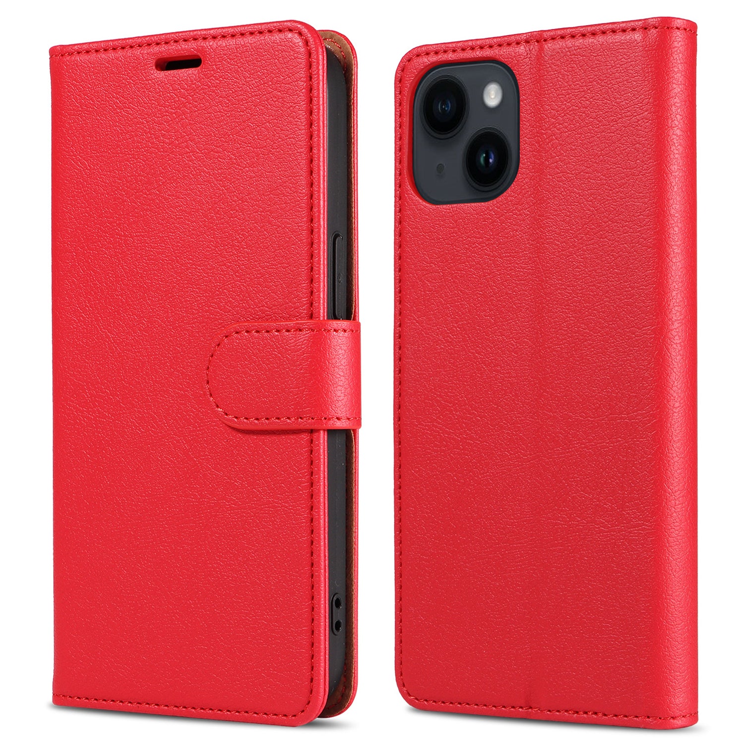 001 For iPhone 15 Pro RFID Blocking Wallet  Magnetic Closure Phone Case PU Leather Stand Cover