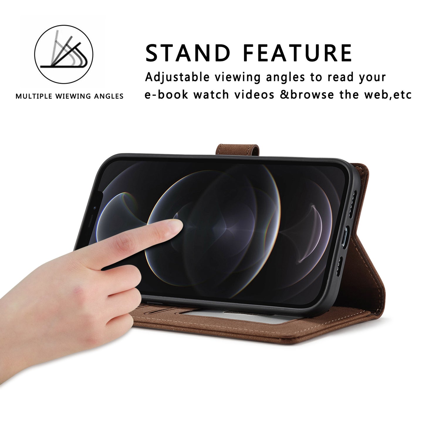 RFID Blocking Wallet Case for iPhone 15 Pro Max , Stand PU Leather Matte Phone Cover