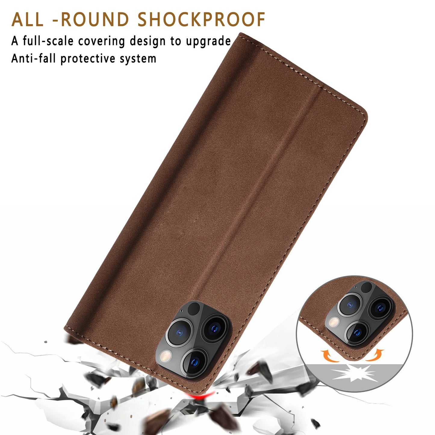 RFID Blocking Wallet Case for iPhone 15 Pro Max , Stand PU Leather Matte Phone Cover