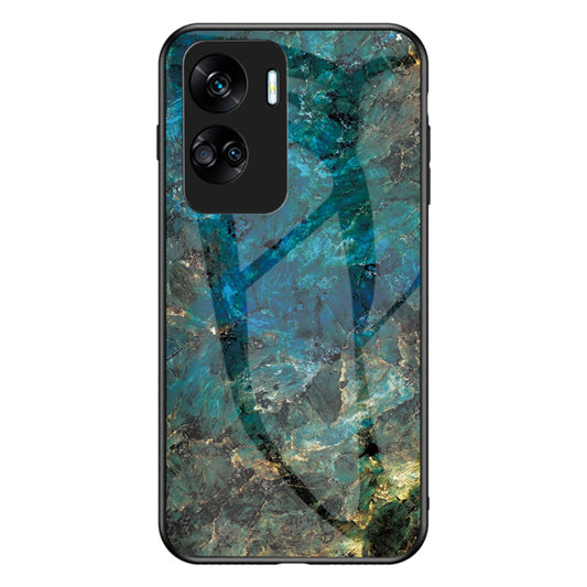 For Honor 90 Lite 5G Marble Pattern Anti-drop Phone Case PC+TPU+Tempered Glass Cover
