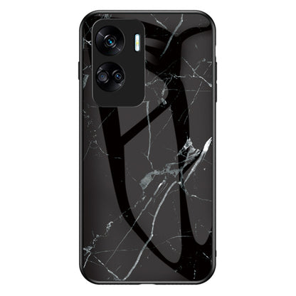 For Honor 90 Lite 5G Marble Pattern Anti-drop Phone Case PC+TPU+Tempered Glass Cover