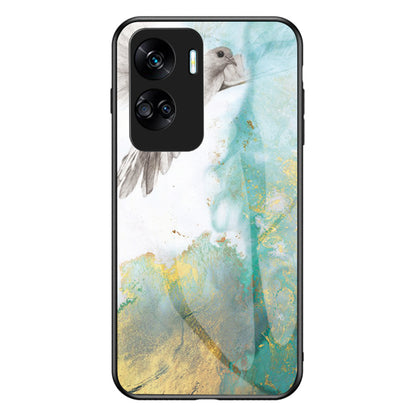 For Honor 90 Lite 5G Marble Pattern Anti-drop Phone Case PC+TPU+Tempered Glass Cover